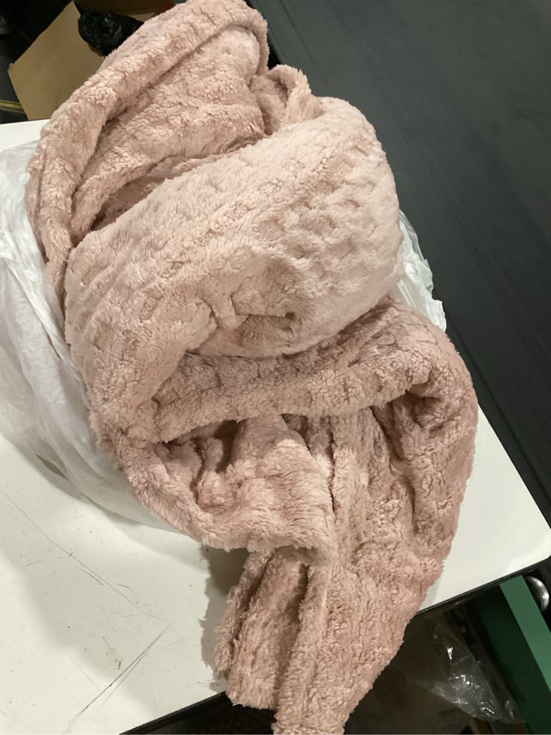 Condition photo showing Good Condition for newcosplay super soft king blanket pink premium silky flannel fleece 3d waffle checkered lightweight bed blanket all season use (pink, king(90"x110")) pink king(90"x110")