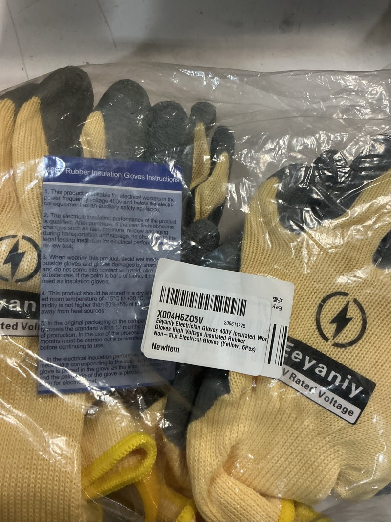 Condition photo showing Good Condition for electrician gloves 400v insulated work gloves high voltage insulated rubber non-slip electrical gloves 6pcs yellow