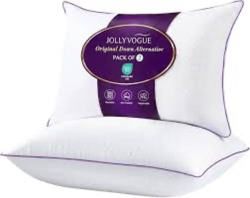 jollyvogue pillows queen size set of 2 for sleeping, soft and supportive bed pillow with down altern
