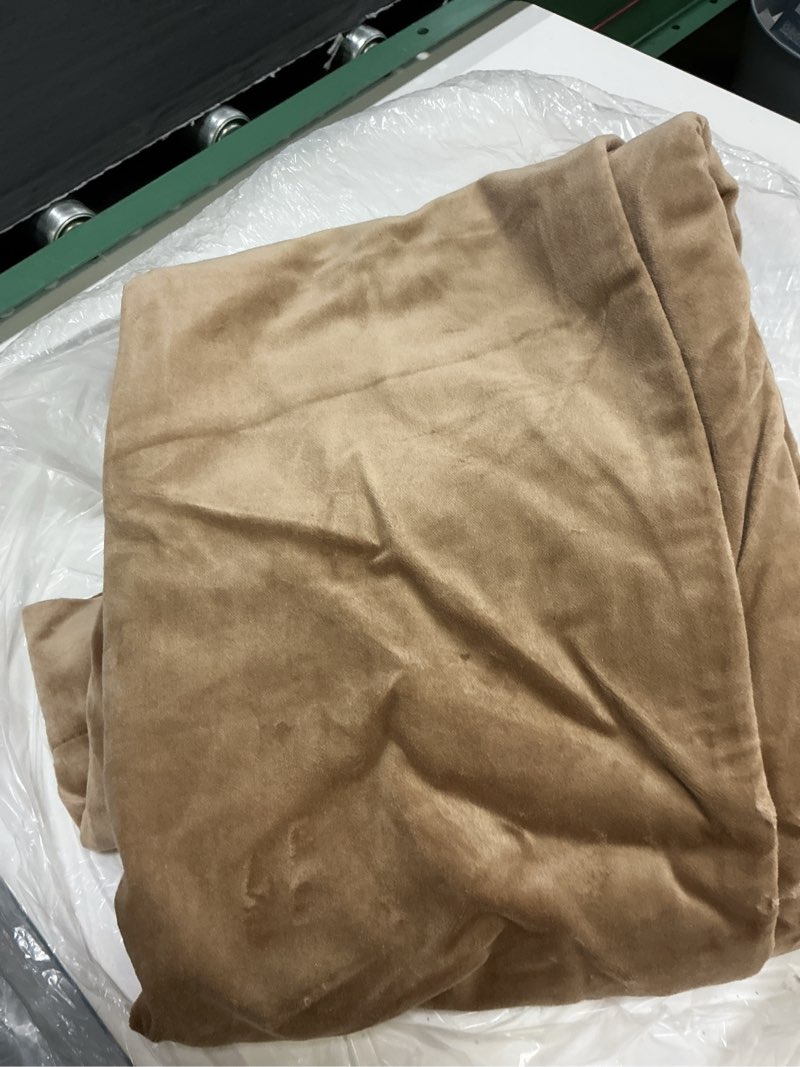 Condition photo showing Good Condition for cotton velvet true blackout curtain, single panel 48x108, camel