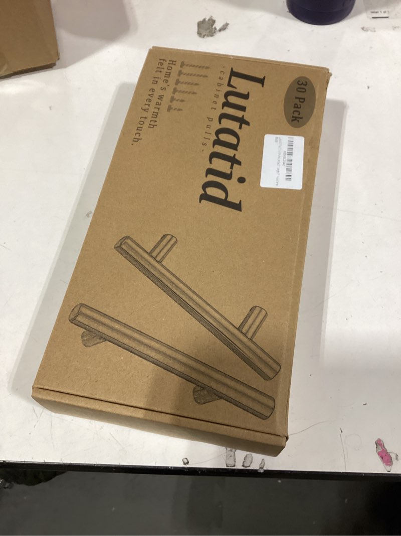 Condition photo showing New/Like New for 30 Pack 5 Inch Brushed Brass Cabinet Pulls for Kitchen Drawer, Stainless Hardware Steel Drawer for Wardrobe Bathroom Cupboard Furniture Pulls, Golden Cabinet Handles 5”Length, 3”Hole Center Round Brushed Brass 30