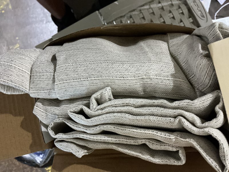 Condition photo showing As Is for allen + roth 84-in simply taupe blackout grommet curtain panel pair