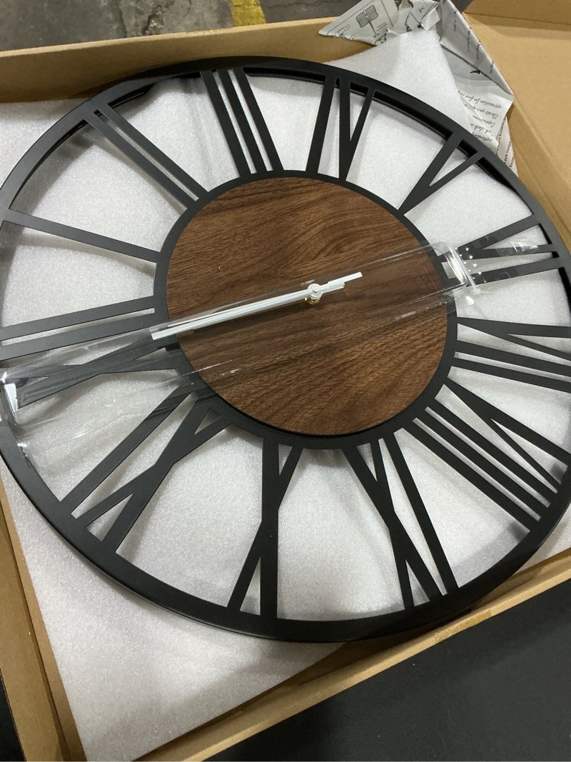 Condition photo showing New/Like New for LEIKE Large Wall Clocks with Night Light Battery Operated,Silent Non Ticking,Rustic Modern Big Wood Clock for Living Room, Bedroom,Kitchen,Farmhouse,Office,Home Decor-20 Inch(Roman Numerals) 20 Inch Black-wood-roman