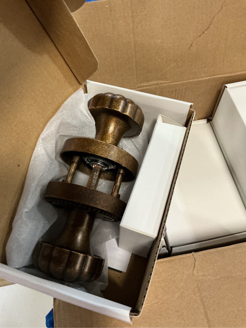 Condition photo showing Good Condition for asidrama 6 pack antique brass passage door knobs with lock, vintage door handles with antique brass door knobs interior for bedroom or bathroom, heavy duty door lever for left right sided doors 211 antique brass 6 passage