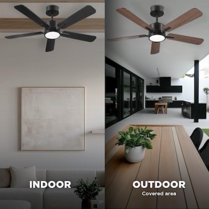  harbor breeze northbrook 42-in matte black led covered outdoor ceiling fan with light and