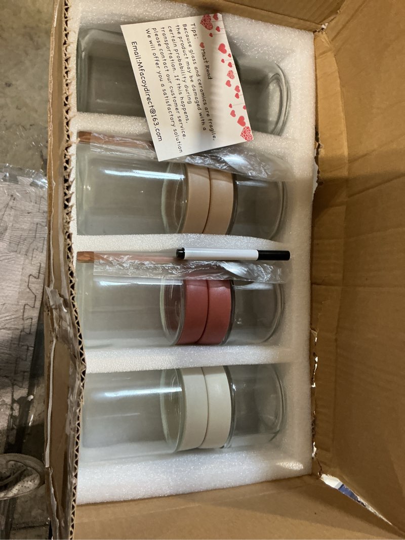 Condition photo showing Good Condition for qipecedm 8 pack overnight oats containers with lids, large & small glass mason jars 16oz & 10 oz, breakfast oatmeal container to go, salad meal prep jars for food storage, mush chia seed pudding jars