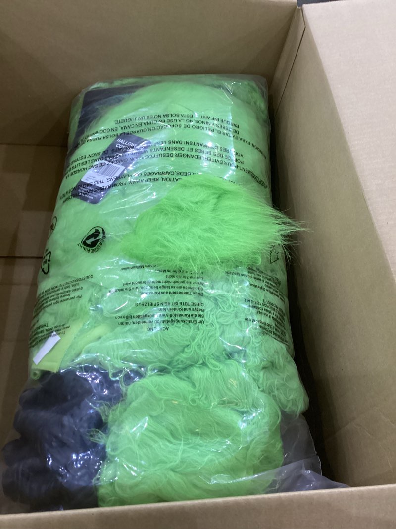 Condition photo showing Good Condition for Seasons Deluxe Gorilla Costume with Feet, UV Black Light Reactive, Adult One Size Green