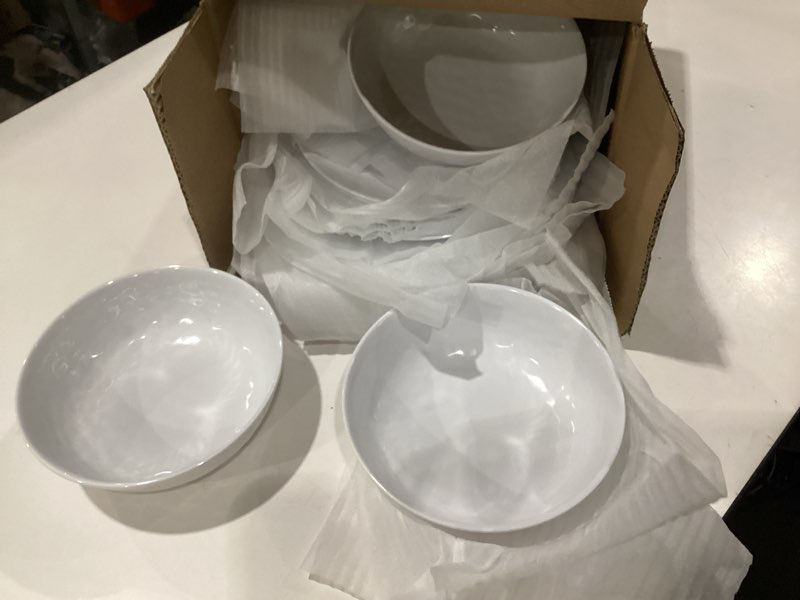 Condition photo showing Good Condition for tp 18-piece dinnerware set, melamine dishes set with bowls and plates, service for 6, non-breakable lightweight dining tableware, white pure white service for 6 (18pcs)