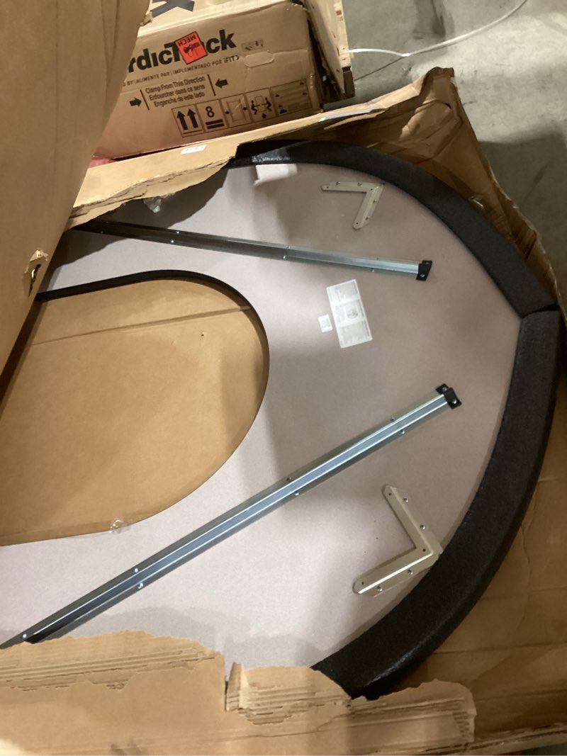 Condition photo showing Good Condition for Factory Direct Partners 10093-GYNV Horseshoe Activity School and Office Table (60" x 66"), Standard Legs with Swivel Glides, Adjustable Height 19-30" - Gray Top and Navy Edge