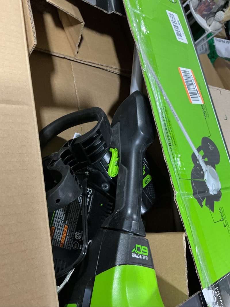 Condition photo showing As Is for greenworks 60v 8" brushless cordless edger with 2.0ah battery & charger – tool-free depth adjustment, lightweight lawn edging tool, 4-year warranty 60v 8" edger (2.0ah)