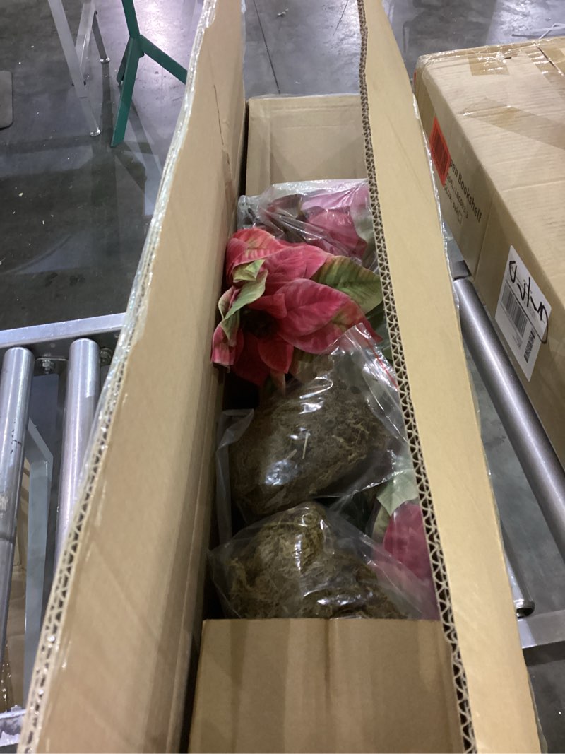 MHMJON 3ft Artificial Poinsettias for Outdoor 2pcs Potted Tree Planters Urn