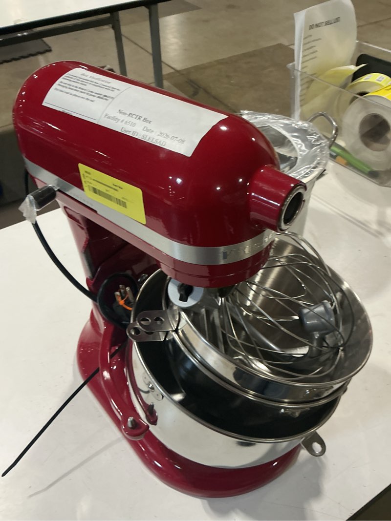 Condition photo showing As Is for lift stand mixer with redesigned premium touchpoints - empire red