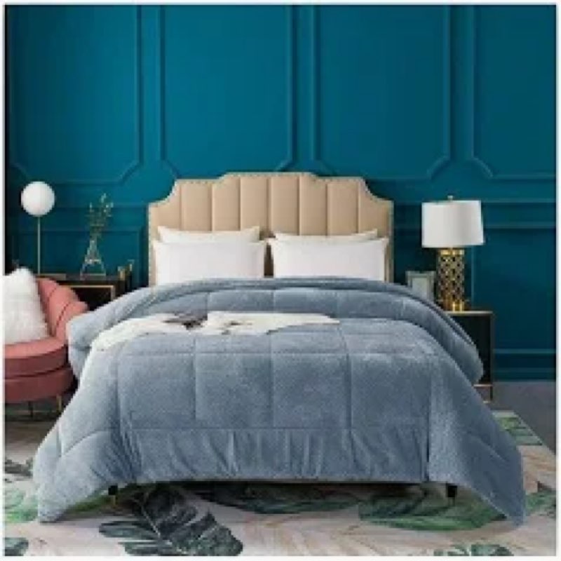 KASENTEX Super Ultra Soft Luxury Plush Sherpa Comforter, Cozy Reversible Faux Fur Machine Washable B