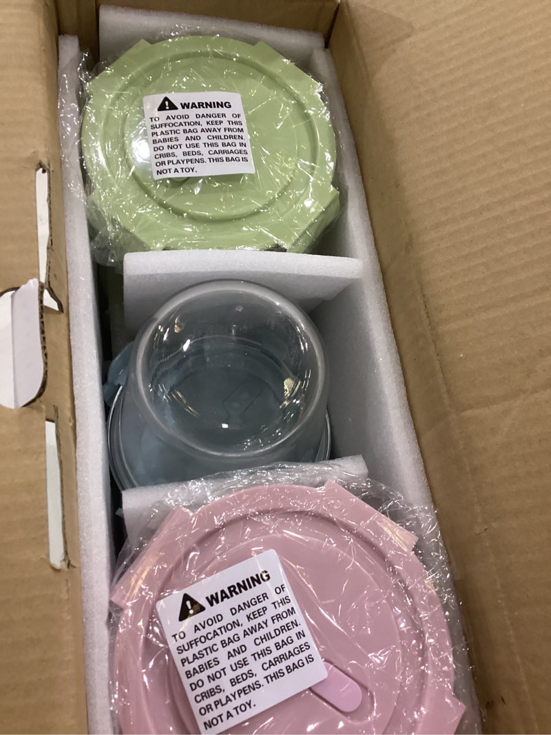 Freshmage 23oz Glass Meal Prep Containers with Lids, Airtight 3-Cup Glass Storage Containers Set, He