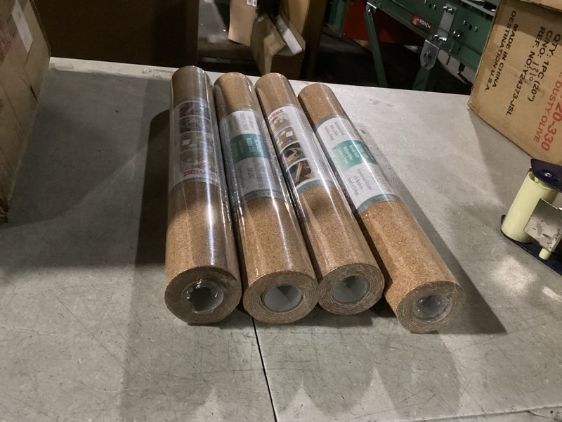 Condition photo showing New/Like New for Con-Tact Brand Multi-Purpose Cork Shelf Liner, 18" x 4', Brown, Pack of 6 18" x 4' 6 Rolls