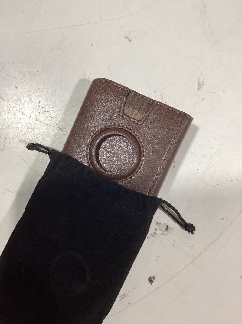 Condition photo showing As Is for miyozi airtag wallet for men,with money clip 10 cards metal case smart slim pop up credit card holder flip with magnetic closure rfid blocking wallet with gift box burgundy004