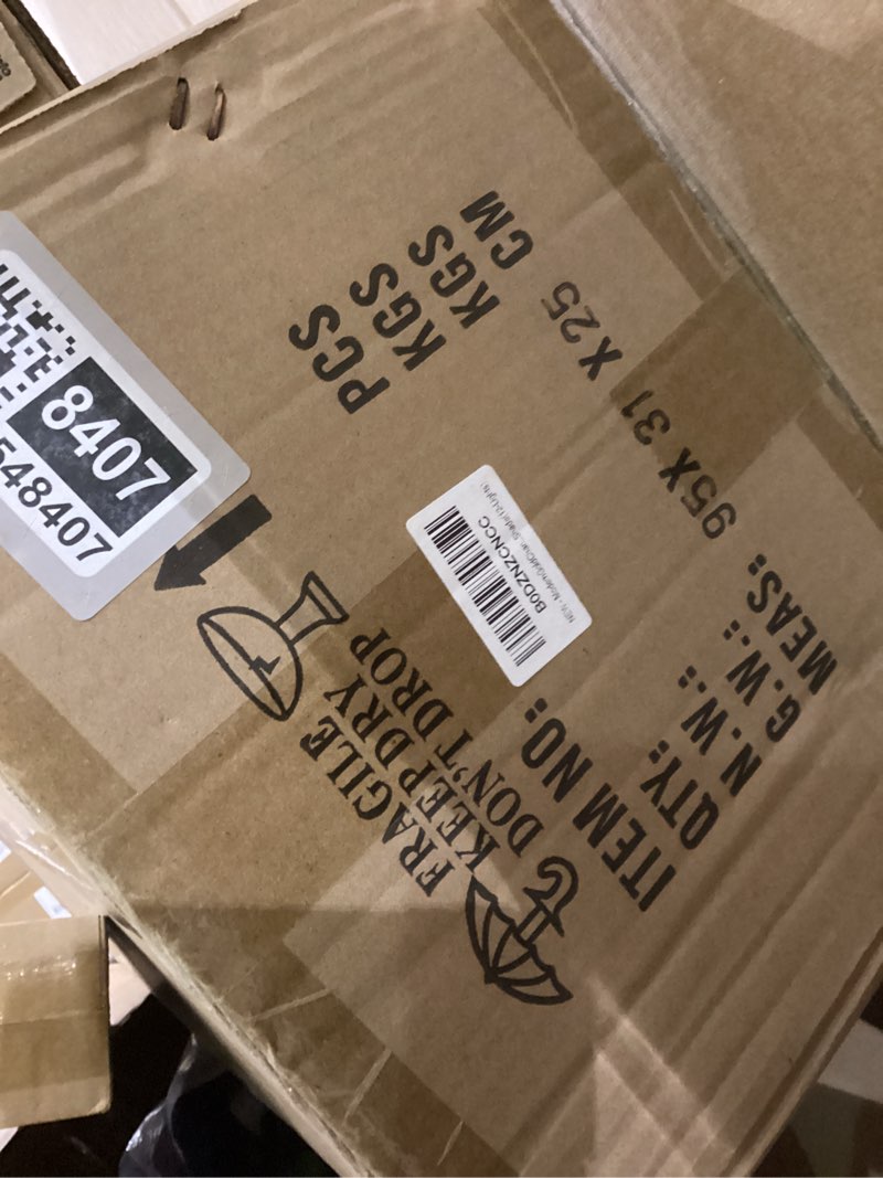 Condition photo showing New/Like New for Modern Gold Chandeliers for Dining Room, with White Linen Fabric Shade, Adjustable Height Rustic Small Farmhouse Lighting Fixture for Foryer, Entryway, Kitchen, Bedroom (4-Lights) Gold 4HD