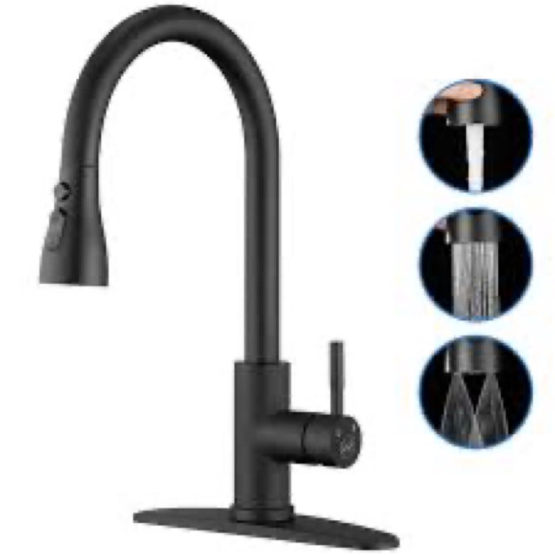 Luna&Muni,Kitchen Faucet Matte Black,Kitchen faucets,Kitchen Faucet with Pull Down Sprayer