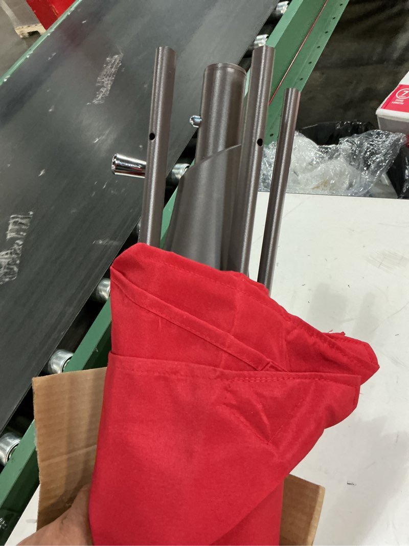 Condition photo showing Good Condition for jearey 6.5x10 ft rectangular patio umbrellas rectangle outdoor umbrella with push button tilt and crank, market table umbrella 6 sturdy ribs uv protection for poolside garden backyard deck, red 6.5x10ft red