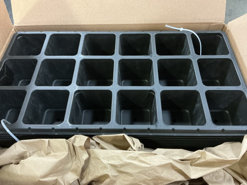 Condition photo showing Good Condition for 10 Pack 18 Cell Seed Starter Trays - 2.9 "Deep 3 Inch Big Cell Plastic Nursery Trays, 20" x 10", for 1020 Flat Trays Seed Germination, Planting Seedlings & Propagation Black 18 Cells-10P
