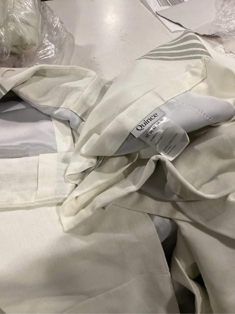 Condition photo showing Good Condition for quince coastal stripe linen cotton curtain - single panel 48x84