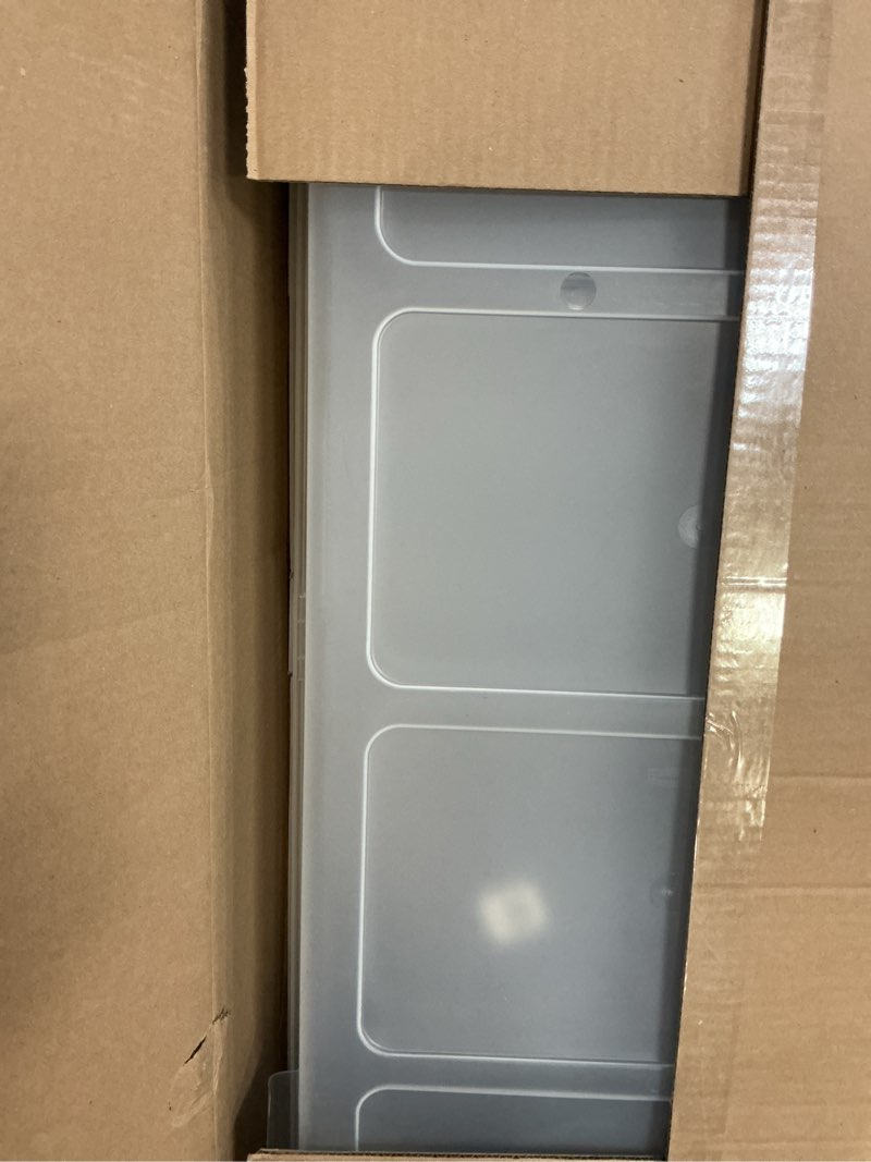 Condition photo showing Good Condition for rubbermaid 70 quart under the bed low profile storage boxes with dual hinged lids and easy rolling caster wheels, clear, 2 pack under the bed - 2 pack