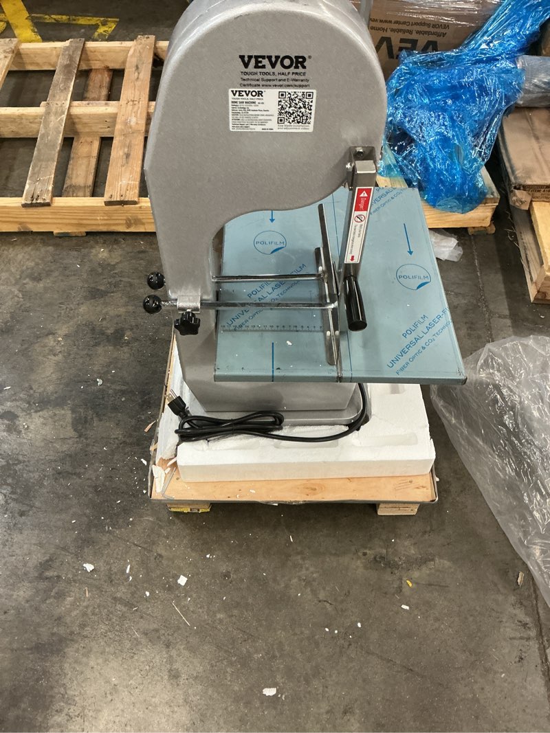 Condition photo showing Good Condition for commercial electric meat bandsaw, 1500w stainless steel countertop bone sawing machine, workbeach 19.3" x 15", 0.16-7.9 inch cutting thickness, frozen meat cutter with 6 blades for rib pork beef 1500w 19.3" x 15" 1500w 19.3" x 15" sliver