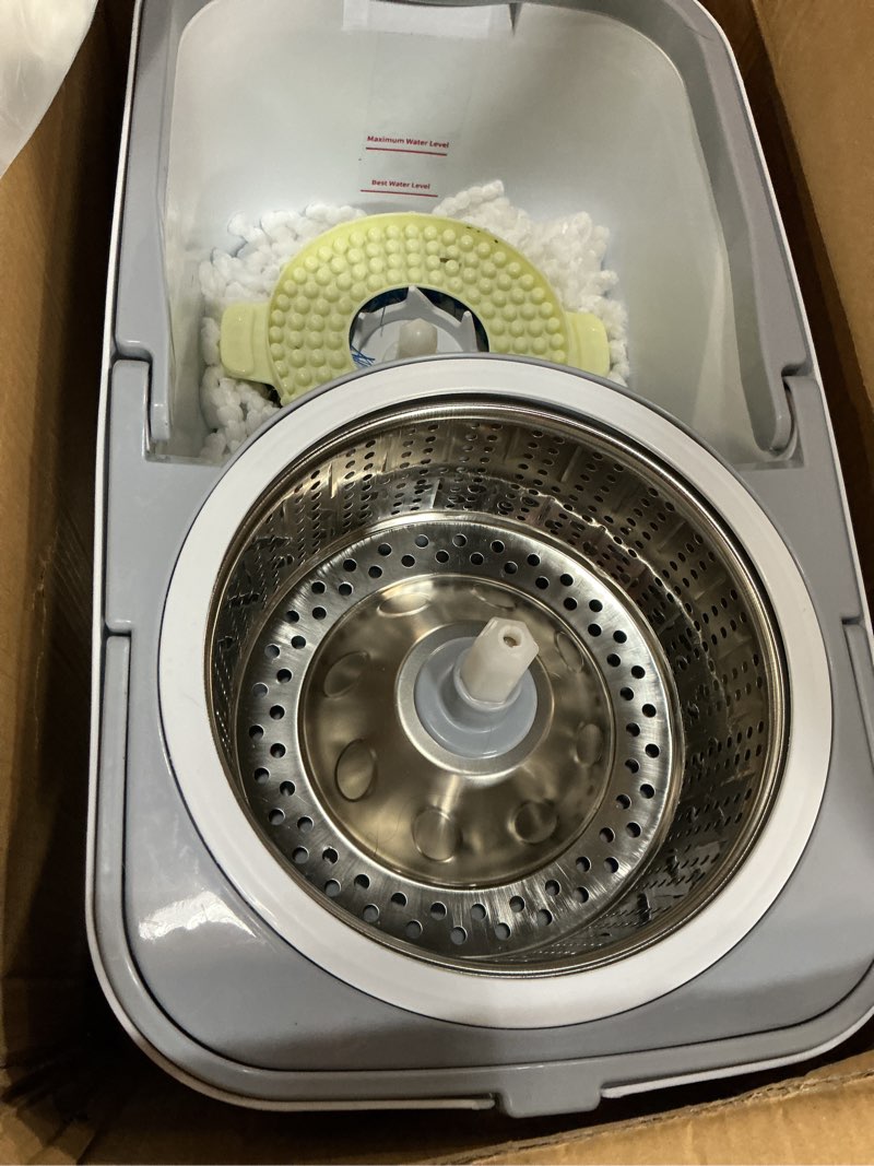 Condition photo showing New/Like New for michao spin mop bucket deluxe 360 spinning floor cleaning system with 6 microfiber replacement head refills,62" extended handle,4x wheel for home cleaning