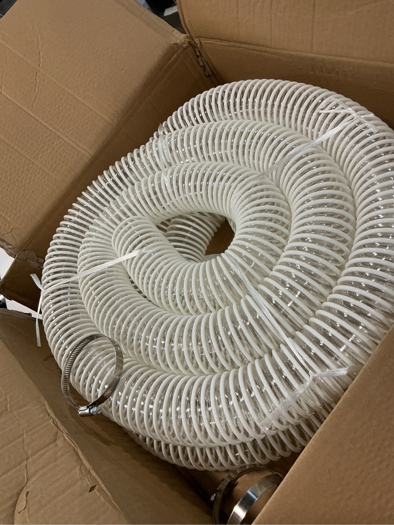 Condition photo showing Good Condition for dust collection hose 2-1/2 in × 20 ft heavy duty clear flexible pvc reinforced thicken helix suction discharge corrugated pipe hose for fume dust collector fitting wood chip saw (2.5 inch hose) clear tube & white rigid pvc 2.5in-20ft