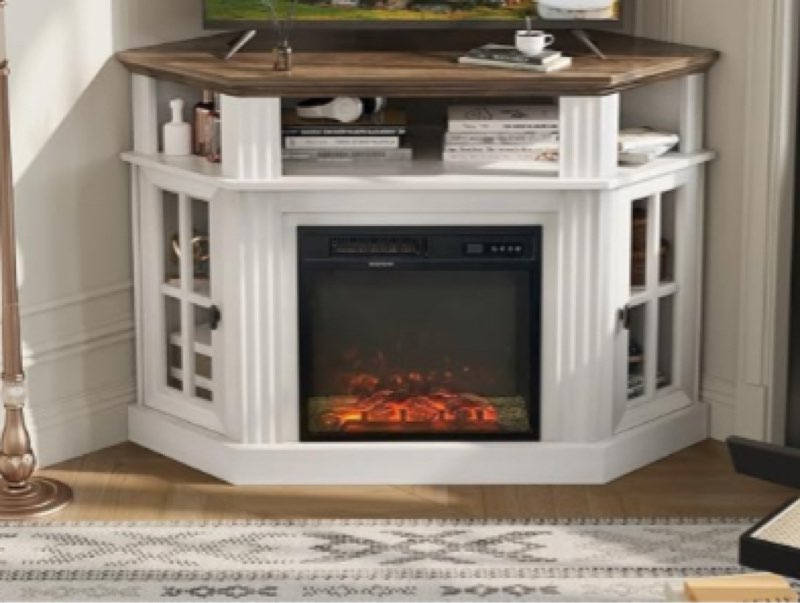 (incomplete fireplace insert only) TV Stand for TVs up to 55\",Corner Media Console with Electric Fireplace Included