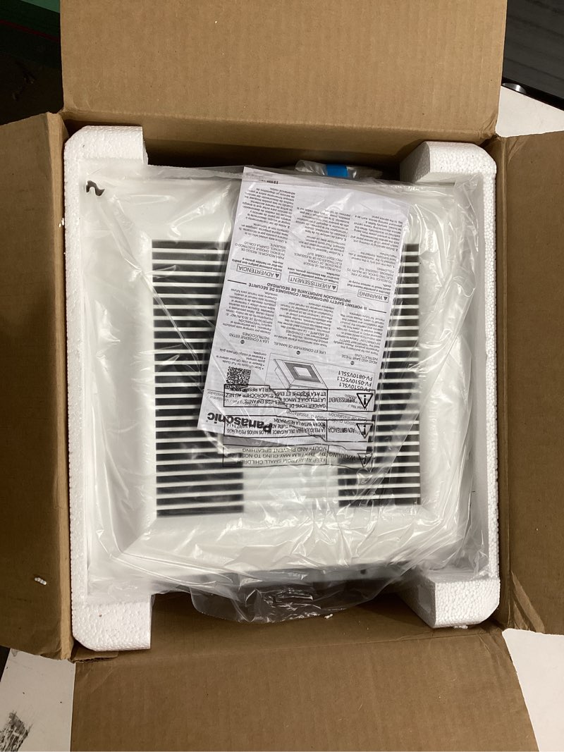 Condition photo showing As Is for Panasonic WhisperValue Ceiling/Wall Mount Bathroom Exhaust Fan with Dimmable LED Light, 50-80-100 CFM, FV-0510VSL1 Fan + LED Light – Built-In Dimmable Bathroom Lighting