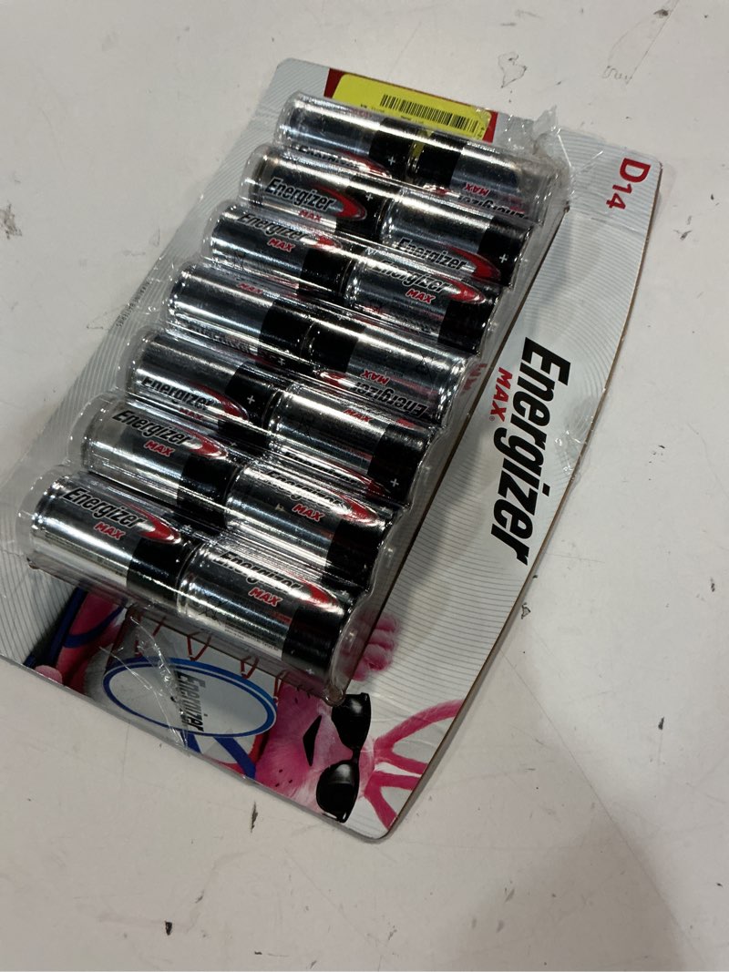 Condition photo showing As Is for energizer max d batteries  d cell alkaline batteries (14 count)