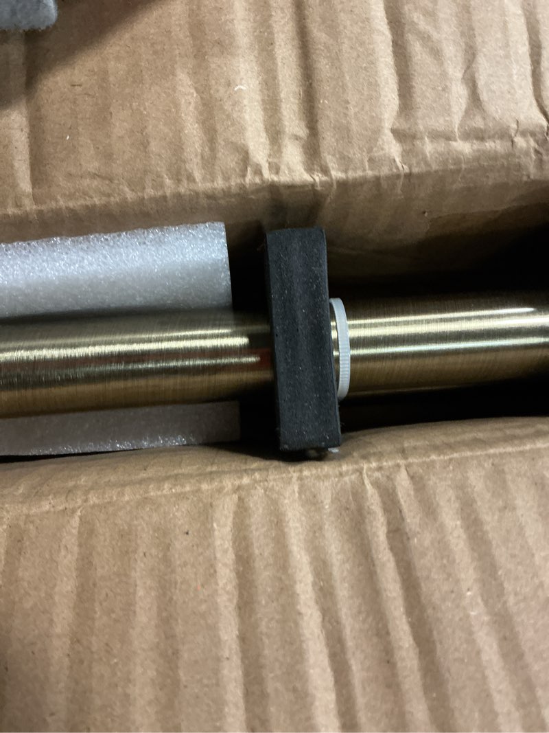 Condition photo showing Good Condition for Double Curtain Rods with Aluminum Full Surround Brackets and Cube Box Finials,Antique Bronze Curtain Rods for Windows 36 to 72 inch,1'' Front and 5/8''Back Adjustable Double Drapery Rods 36-72" Antique Bronze