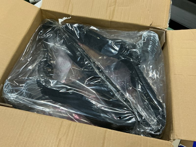 Condition photo showing New/Like New for HOUSE DAY Premium Velvet Hangers 50 Pack Black, Non-Slip Flocked Felt Hangers, Sturdy Clothes Hangers with 360° Rotatable Hook, Heavy Duty Coat Hanger, Durable Slim Hanger for Closet Space Saving 50 Pack Black/ Silver