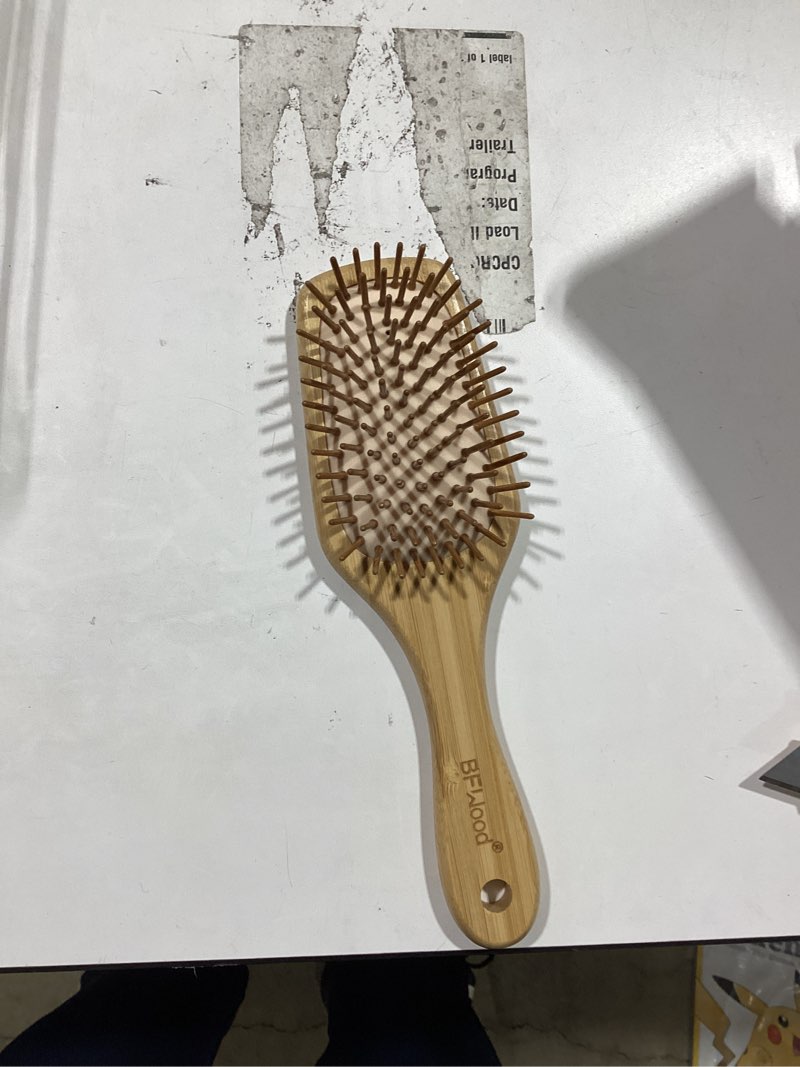 Condition photo showing New/Like New for BFWood Bamboo Paddle Hairbrush with Bamboo Bristles for Massaging Scalp Yellow