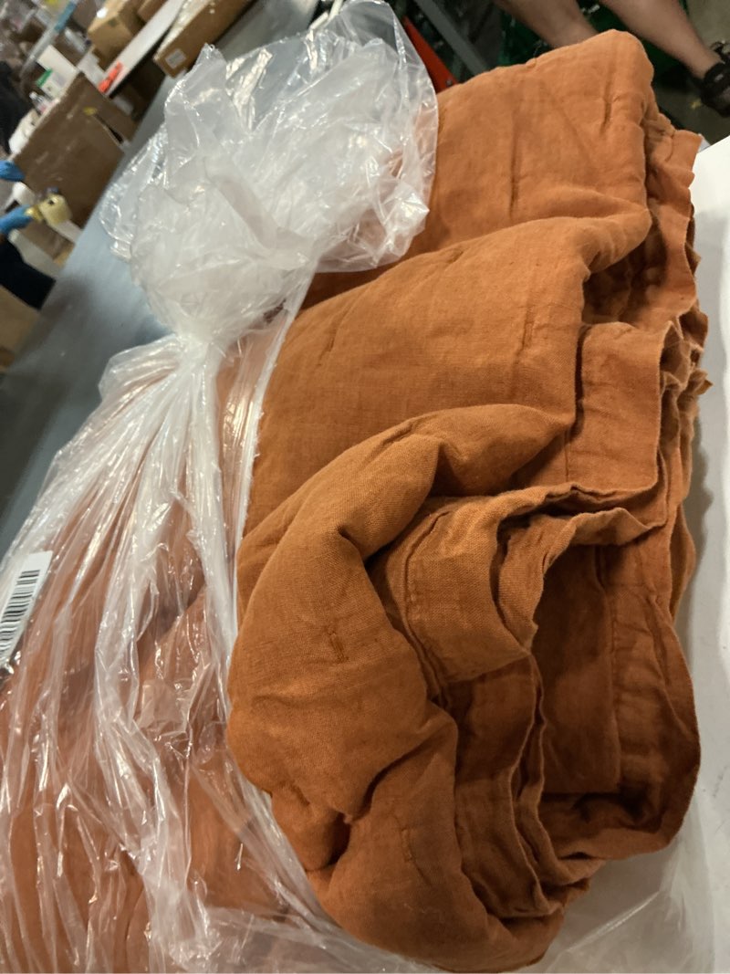 Condition photo showing As Is for european linen dream quilt set, full/queen, terracotta