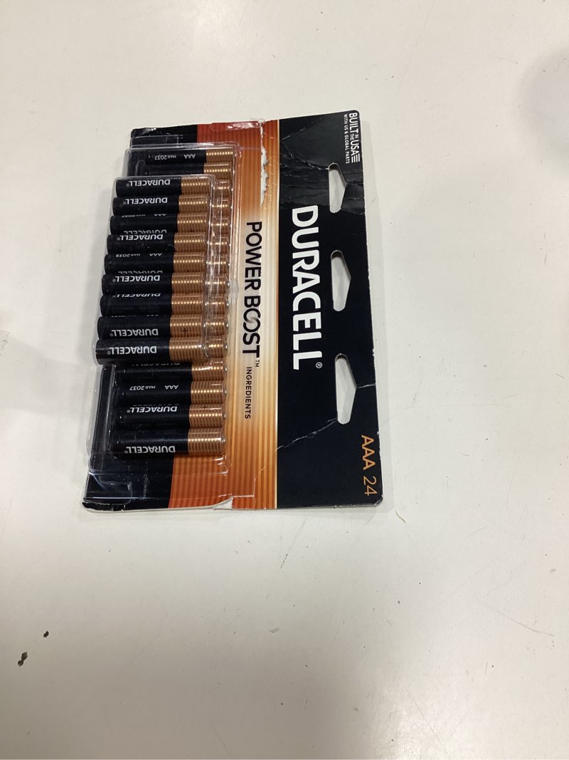 Condition photo showing New/Like New for duracell coppertop aaa batteries with power boost ingredients, triple a batteries, 24 count (pack of 1) for household and office devices, alkaline aaa battery