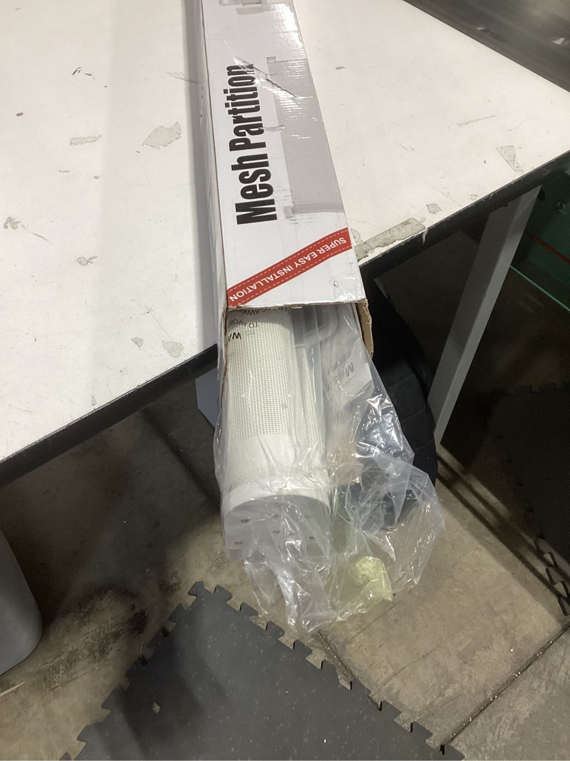 Condition photo showing Good Condition for 85 Inch Wide Baby Gate for Wide Openings Indoor Retractable Baby Gates Outdoor Retractable Dog Gate Mesh Gates for Kids or Pets Long Pet Gate for Doorways Long Dog Gate for Stairs, Porches, White White (33" Tall x 85" Wide)