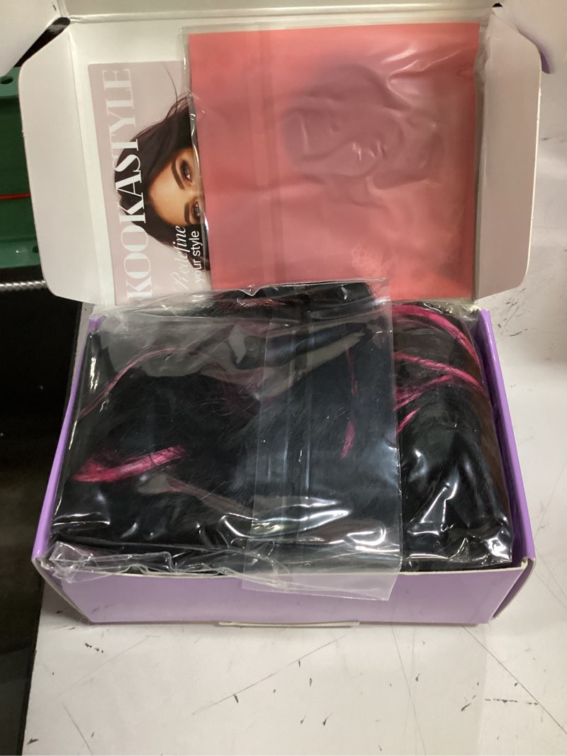 Condition photo showing Good Condition for kookastyle ponytail extension 30 inch drawstring pony tails hair extensions for women long curly ponytail synthetic hairpieces for daily use?black with hot pink highlights? 30 inch black with hot pink highlights