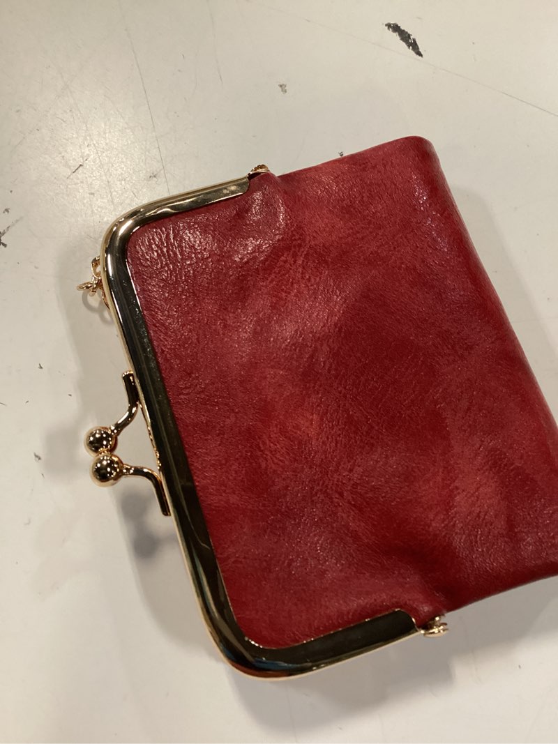 Condition photo showing Good Condition for pofeexio womens wallet rfid small compact bifold leather vintage wallet,ladies coin purse with zipper and kiss lock small red