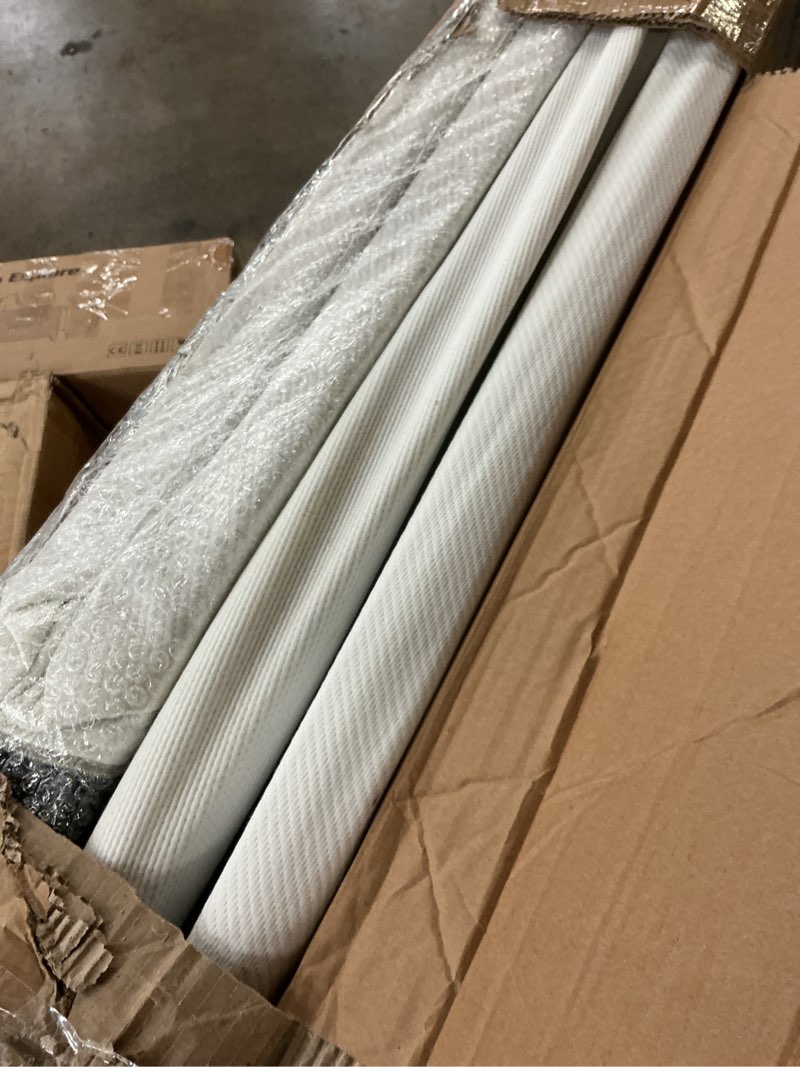 Condition photo showing As Is for Zinus 9 Inch Box Spring with Cover, No Assembly Mattress Foundation, Sturdy Metal Structure, Split Cal King, White