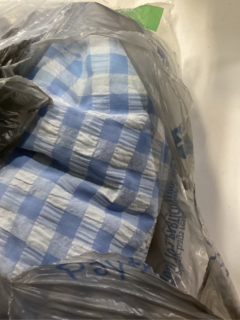 Condition photo showing Good Condition for zjdecor buffalo plaid ruffle curtain panels 90 inches long,baby blue crinkled not-see-through sheer drapes for kidsroom bedroom living room,shabby chic window treatment,rod pocket,40"wx90"l(pack of 2) 40"w x 90"l (pack of 2) baby blue