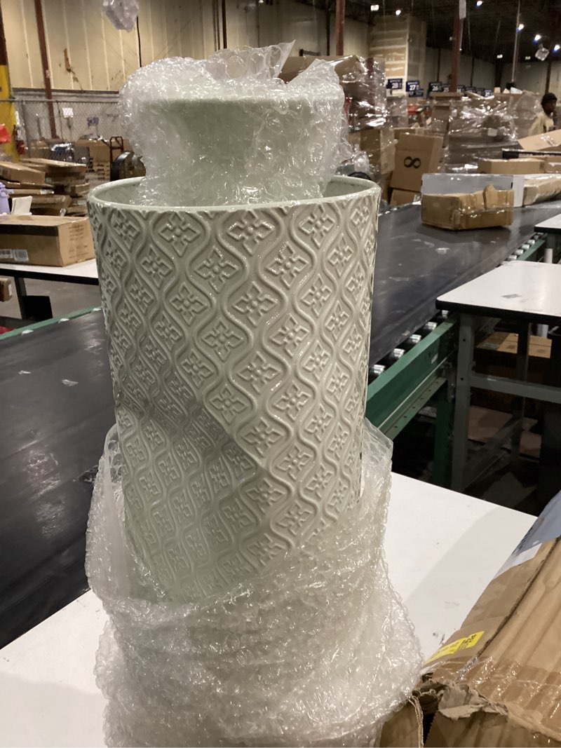 Condition photo showing As Is for sziqiqi tall floor vase for flowers - 21.65/27.56in extra large floor vase set of 2 big metal glazed vases for pampas grass twigs vintage grey oversized vases for living room bedroom home farmhouse grey floor vases