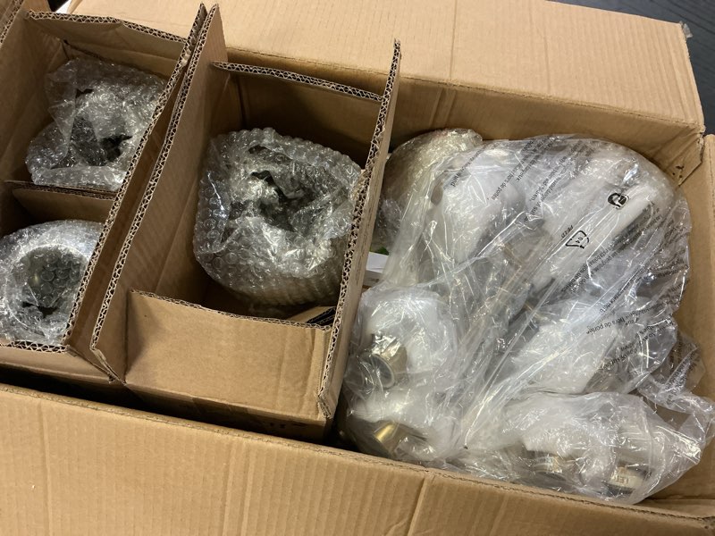 Condition photo showing As Is for  ( incomplete ) KCO Lighting Modern Bubble Chandelier Lighting 10-Lights Amber Glass Ceiling Light Mid Century Semi Flush Mount Ceiling Light Gold Globe Sputnik Chandelier Ceiling Lights Gold+Amber-10 Light