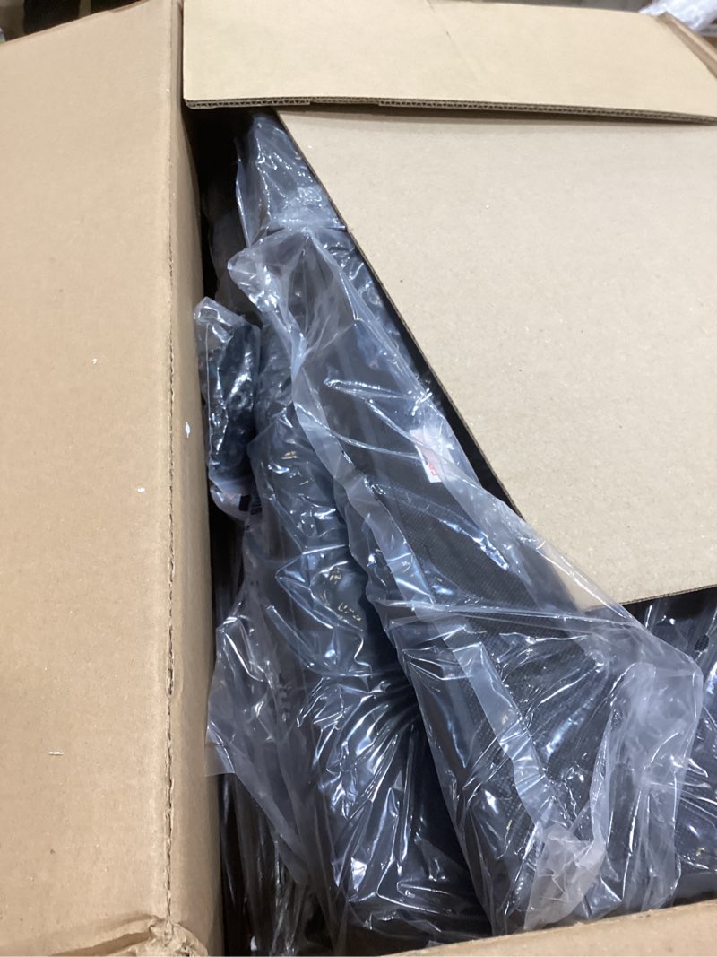 Condition photo showing As Is for FDW | Dining Table Set for 4 | 5-Piece Glass Black Dining Table | Kitchen Table with 4 Upholstered Chairs and Faux Leather Cushions | Space-Saving and Modern Design | for Dining Room, Easy to Assemble Black-glass