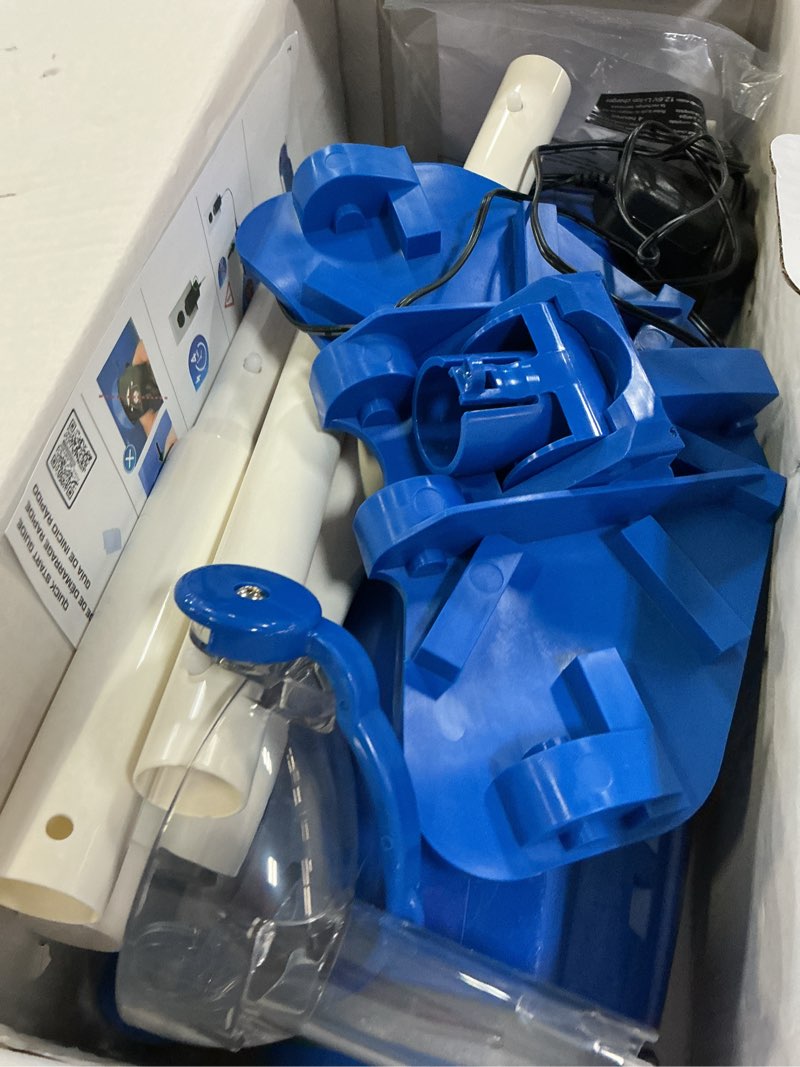 Condition photo showing As Is for pool blaster max cordless pool vacuum for deep cleaning & strong suction, handheld rechargeable swimming pool cleaner for inground and above ground pools, hoseless pool vac by water tech