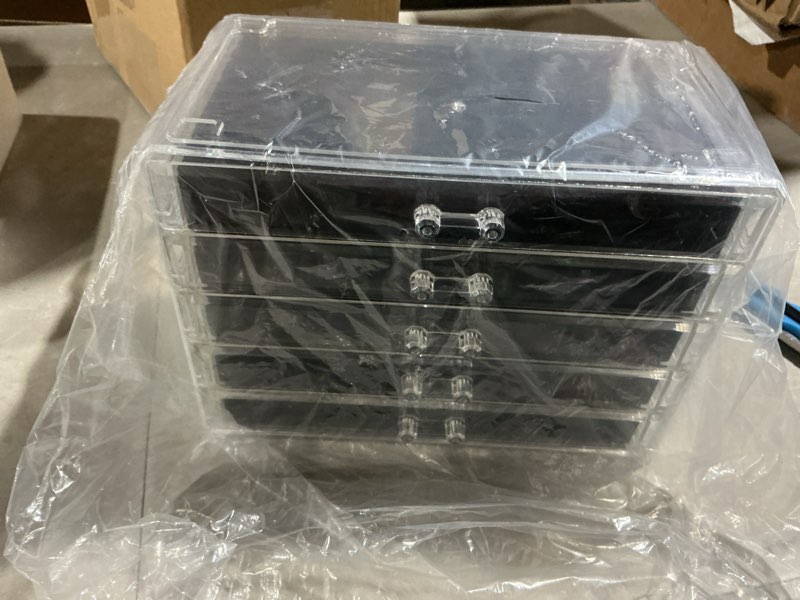 Condition photo showing Good Condition for procase earring holder organizer jewelry box with 5 drawers, acrylic clear earring case with adjustable velvet trays for women - black, 5 layers black 5 layers, standard, regular