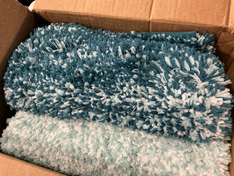 Condition photo showing Good Condition for olanly bathroom rugs sets 3 piece, soft absorbent microfiber bath mats and u-shaped contour toilet rug, plush shaggy bath mat set for bathroom (30"x20"+24"x16"+24"x20", peacock blue) 30" x 20" + 24" x 16" + u24" x 20" peacock blue