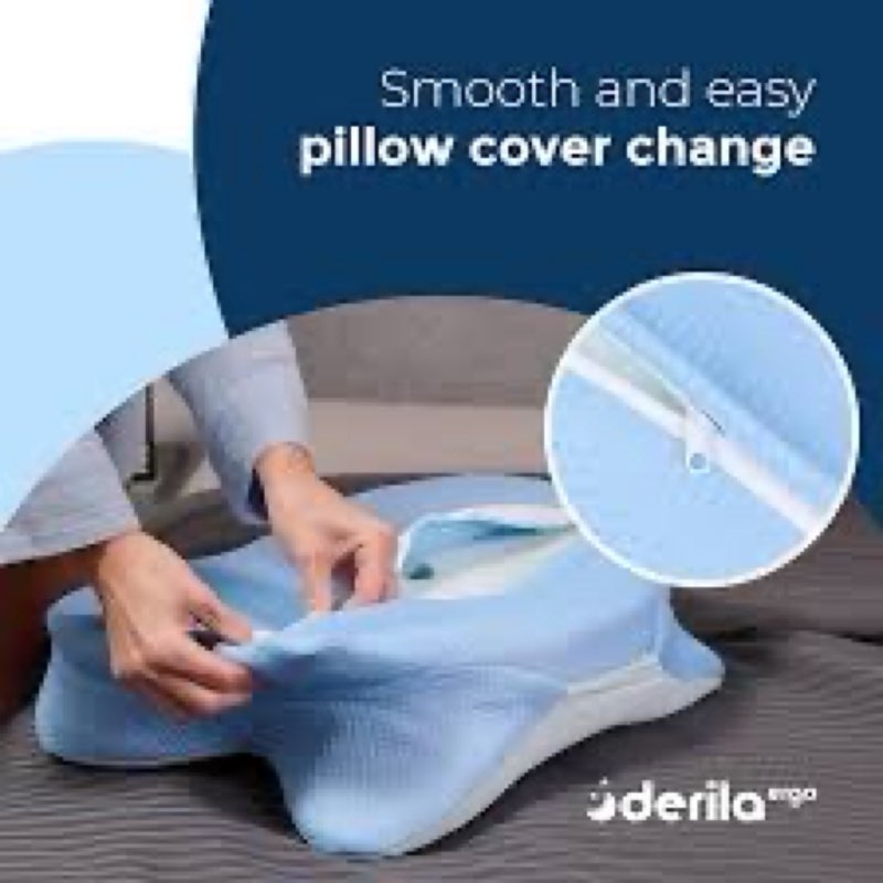 Derila Ergo Pillowcase Cervical Neck Pillow for Sleeping Pillow Case Contour Memory Foam Pillows for Back, Side Sleeper