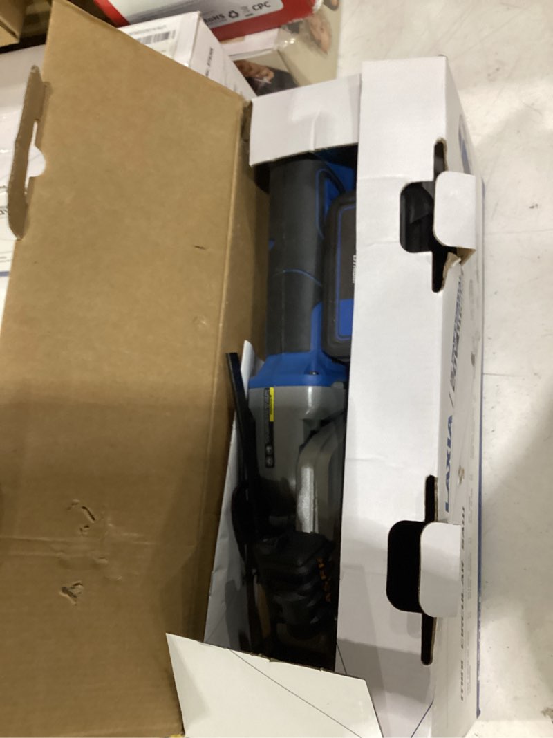 Condition photo showing As Is for 20v cordless mini circular saw 2.0ah compact saw with laser guide | 3400rpm, 2x 4-1/2" blade for wood, plastic, soft metal cutting, rip guide, rubber handle, vacuum adaptor, bevel cut 0-45° cordless 2a